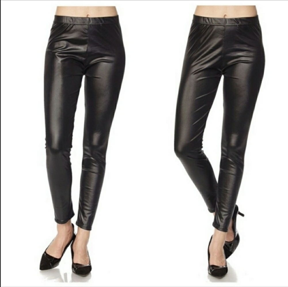 Black Leather Leggings - Picture 2 of 4